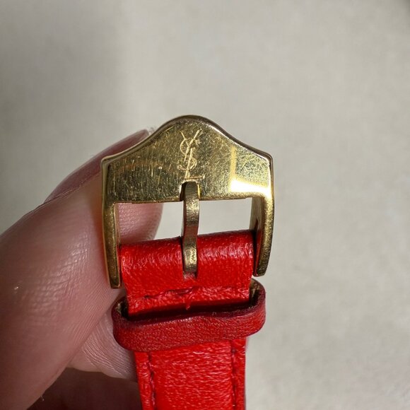 Vintage YSL Heart Watch, Red Leather Strap - Picture 4 of 6
